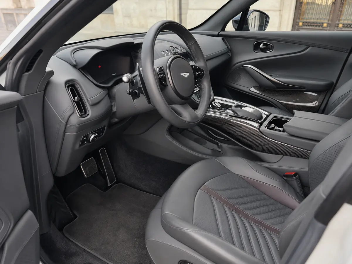 Aston Martin DBX 707 2026, interior — Barcelona Luxury Car Rental, Barcelona. The Aston Martin DBX 707 pairs 707 hp with a five-seat cabin, a combination few SUVs in…