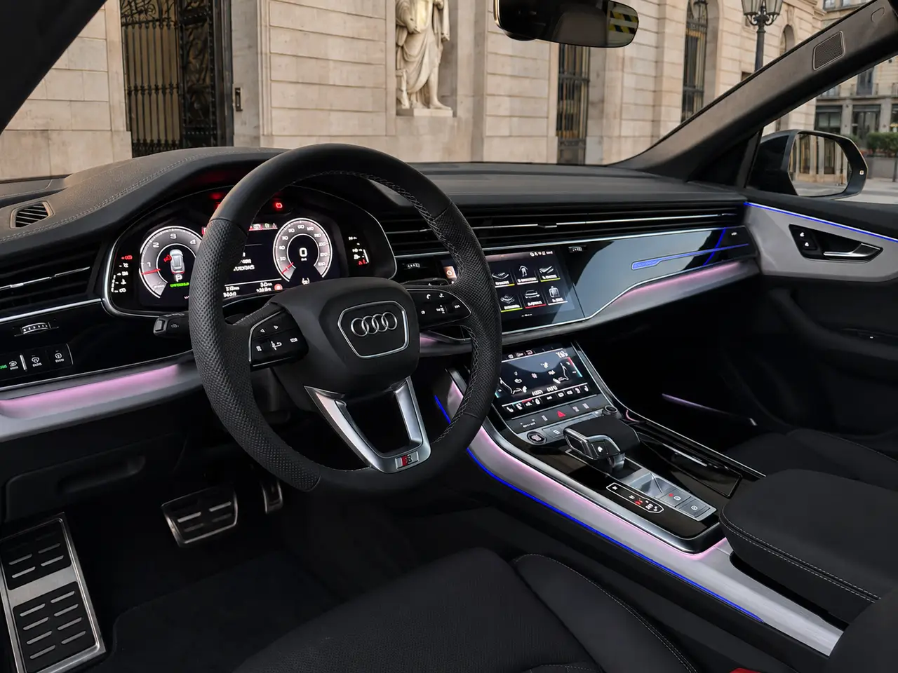 Audi Q8 2025, front view — Barcelona Luxury Car Rental, Barcelona. The 2025 Audi Q8 sits in the fleet as the quiet, capable choice for clients who want SUV…