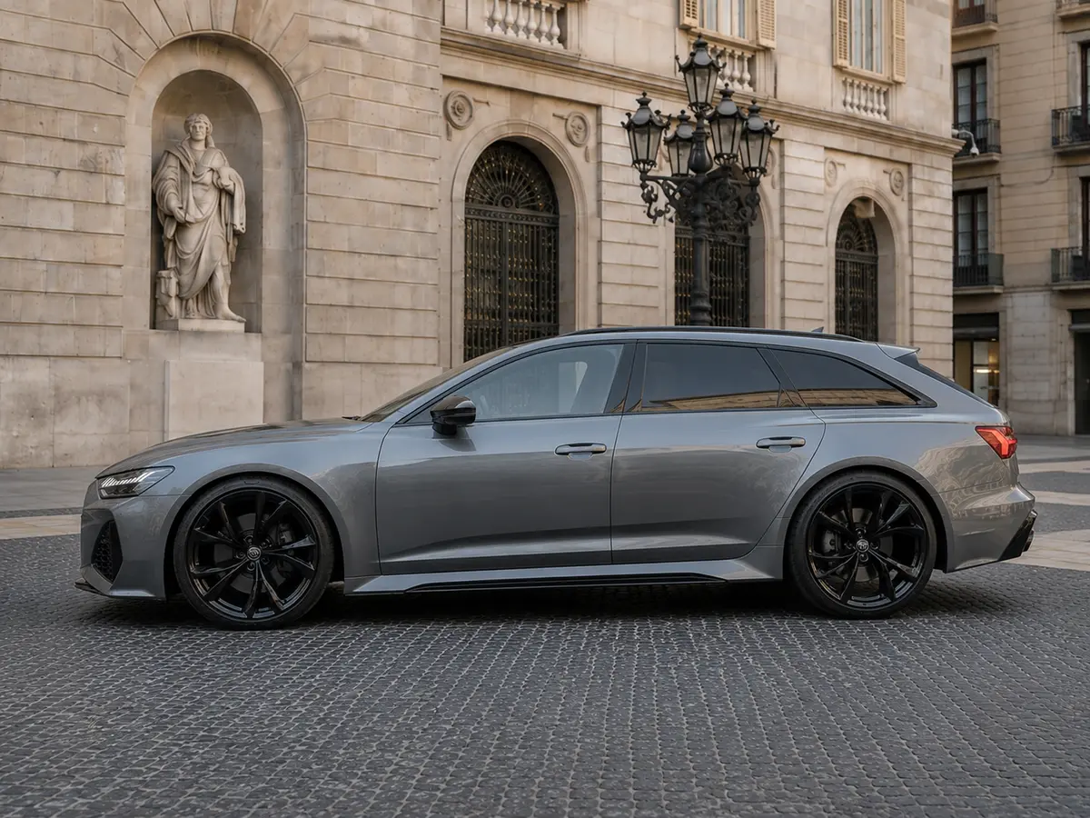 Audi RS6 2022, exterior — Barcelona Luxury Car Rental, Barcelona. The 2022 Audi RS6 pairs 591 hp with a five-seat body most supercars cannot offer, giving…