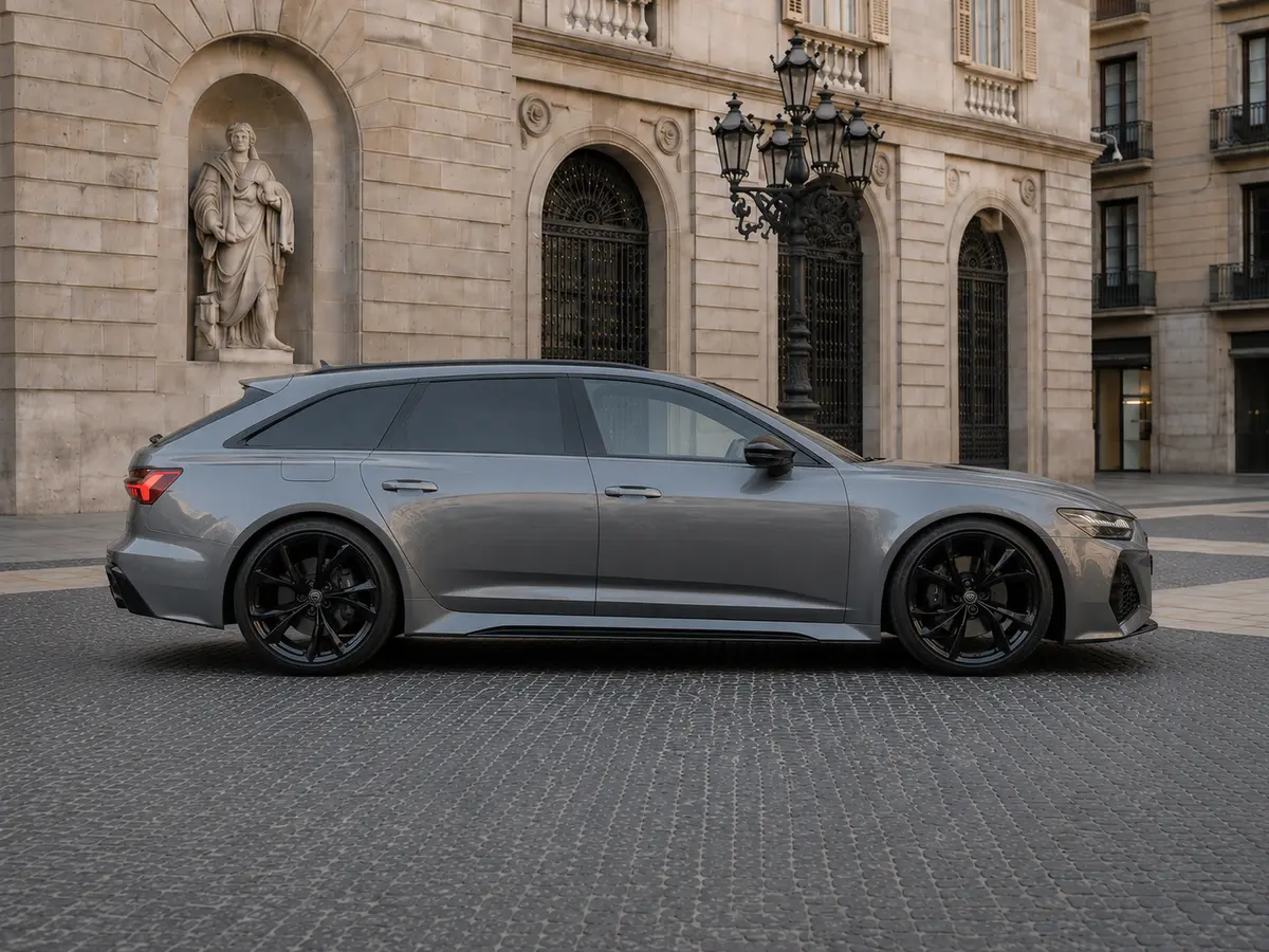 Audi RS6 2022, front view — Barcelona Luxury Car Rental, Barcelona. The 2022 Audi RS6 pairs 591 hp with a five-seat body most supercars cannot offer, giving…