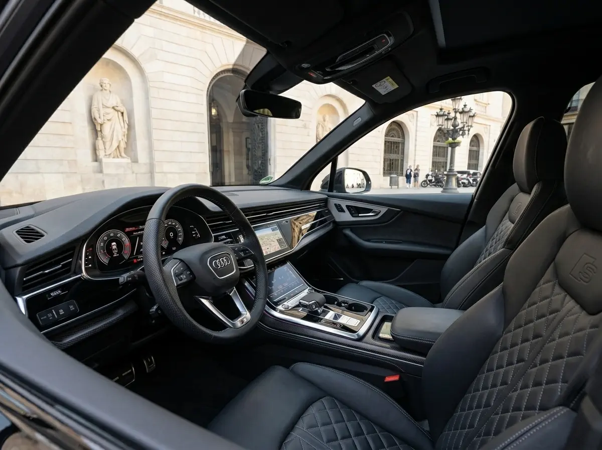 Audi SQ7 2025, exterior — Barcelona Luxury Car Rental, Barcelona. The 2025 Audi SQ7 carries 507 hp through a seven-seat body, a combination that few SUVs…