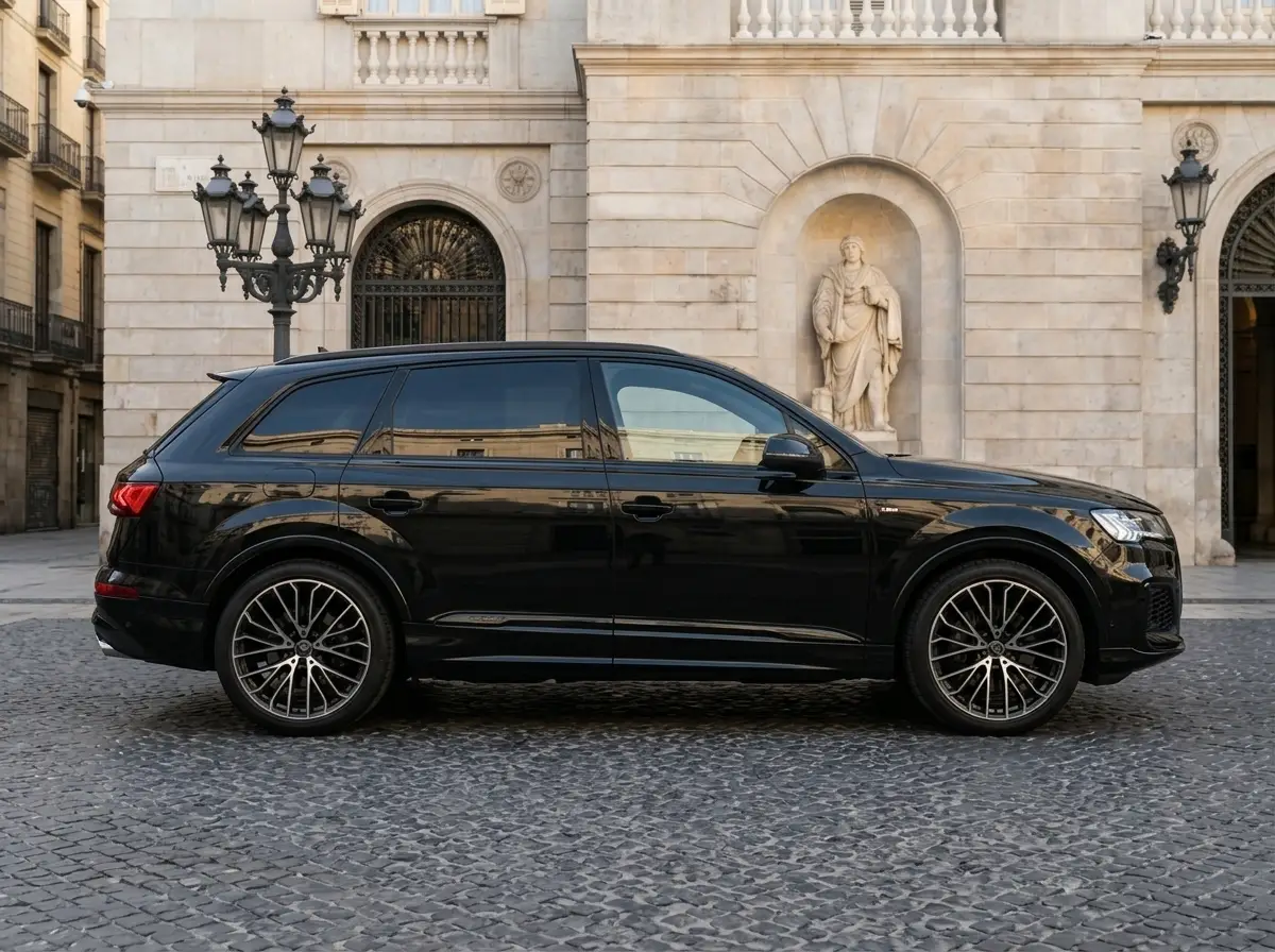 Audi SQ7 2025, interior — Barcelona Luxury Car Rental, Barcelona. The 2025 Audi SQ7 carries 507 hp through a seven-seat body, a combination that few SUVs…