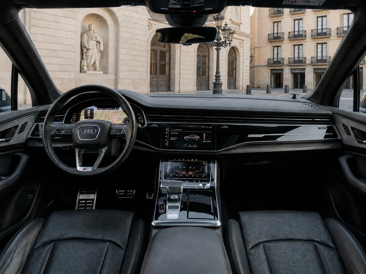 Audi SQ7 7seater 2023, interior — Barcelona Luxury Car Rental, Barcelona. The 2023 Audi SQ7 pairs a 530 hp drivetrain with genuine seven-seat practicality, a…