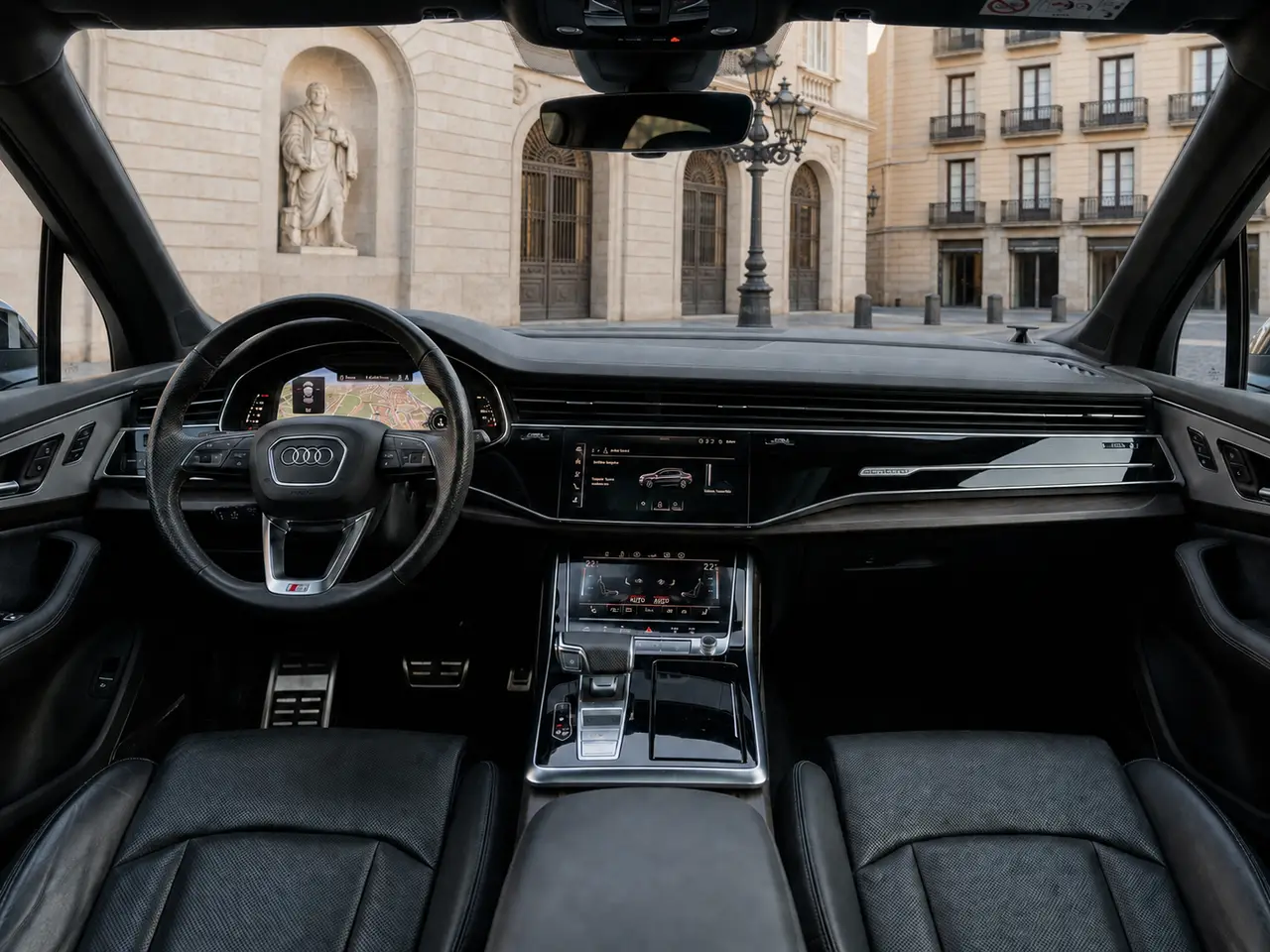 Audi SQ7 7seater 2023, interior — Barcelona Luxury Car Rental, Barcelona. The 2023 Audi SQ7 pairs a 530 hp drivetrain with genuine seven-seat practicality, a…