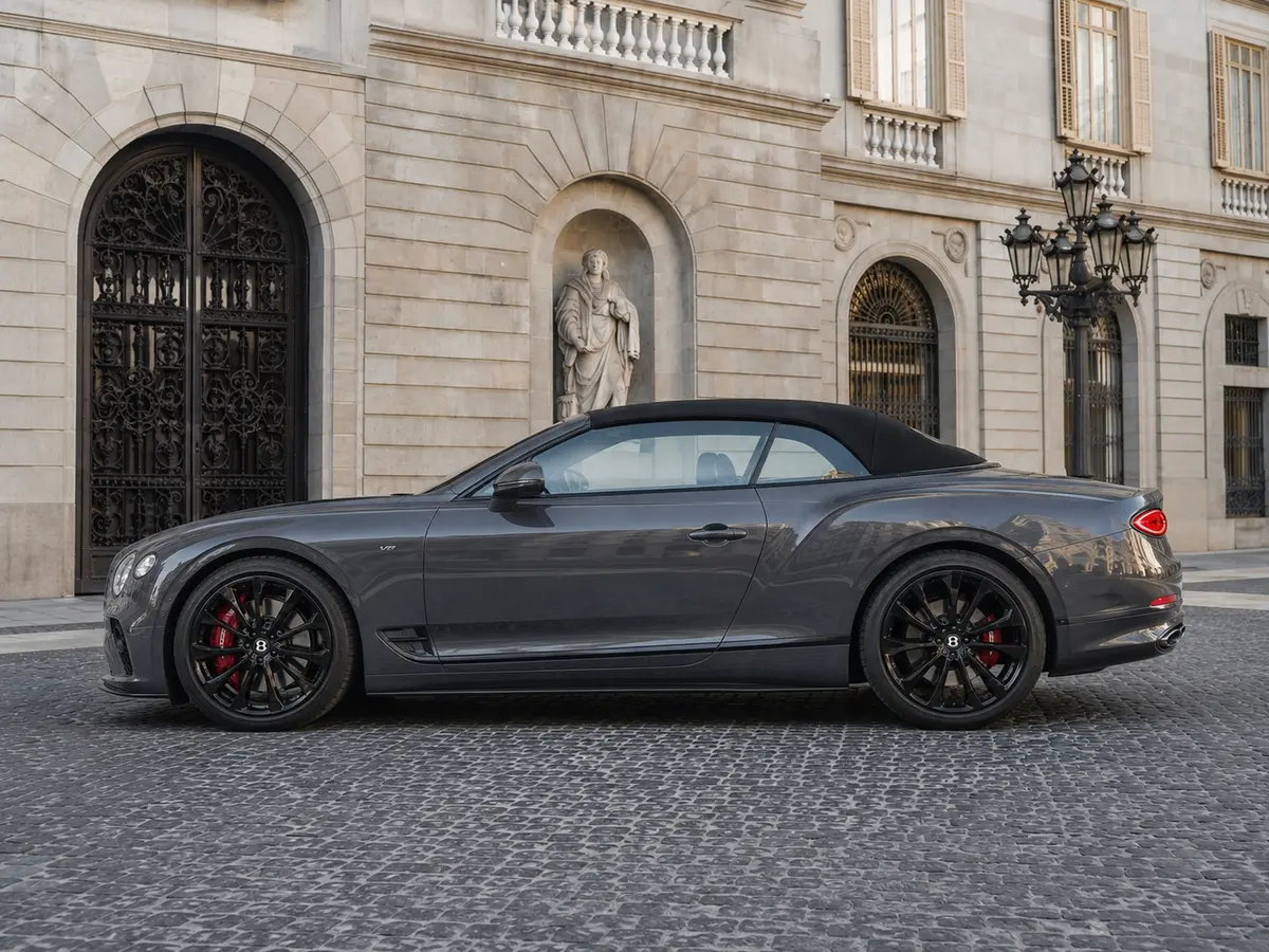 Bentley Continental GTC S V8 2025, exterior — Barcelona Luxury Car Rental, Barcelona. The Bentley Continental GTC S V8 is built for covering distance without ever feeling like…