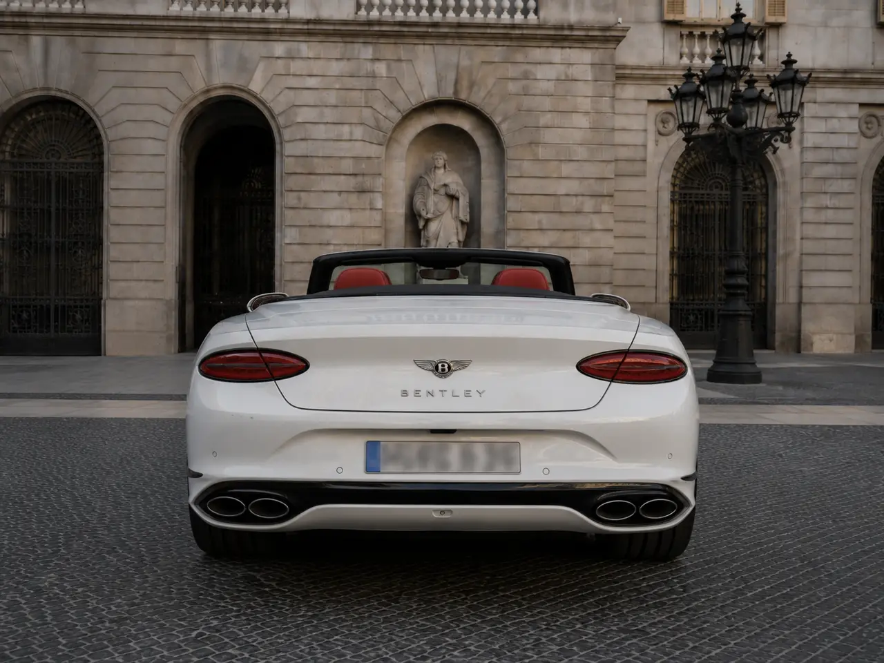 Bentley Continental GTC Speed 2025, rear view — Barcelona Luxury Car Rental, Barcelona. The 2025 Bentley Continental GTC Speed is a four-seat convertible built for effortless…