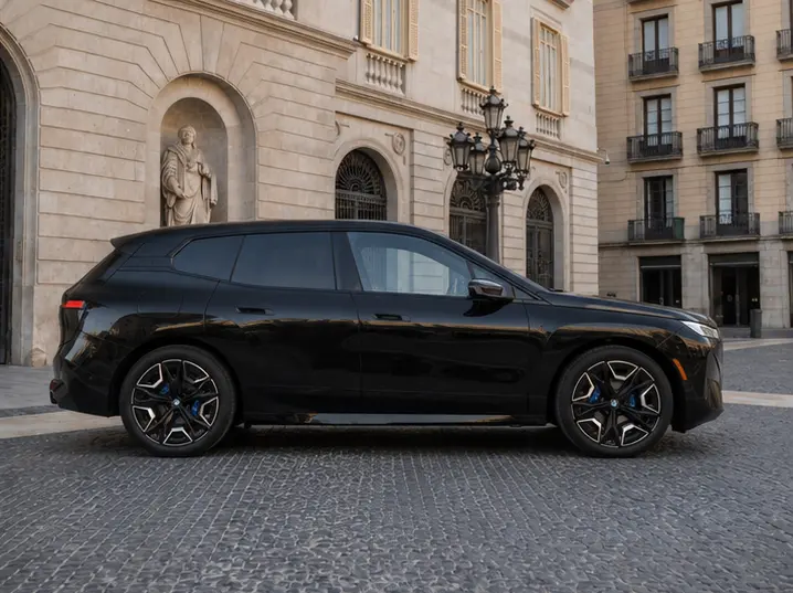 BMW IX M60 2023, front view — Barcelona Luxury Car Rental, Barcelona. The BMW iX M60 brings 619 hp to a fully electric SUV body, and the difference is…