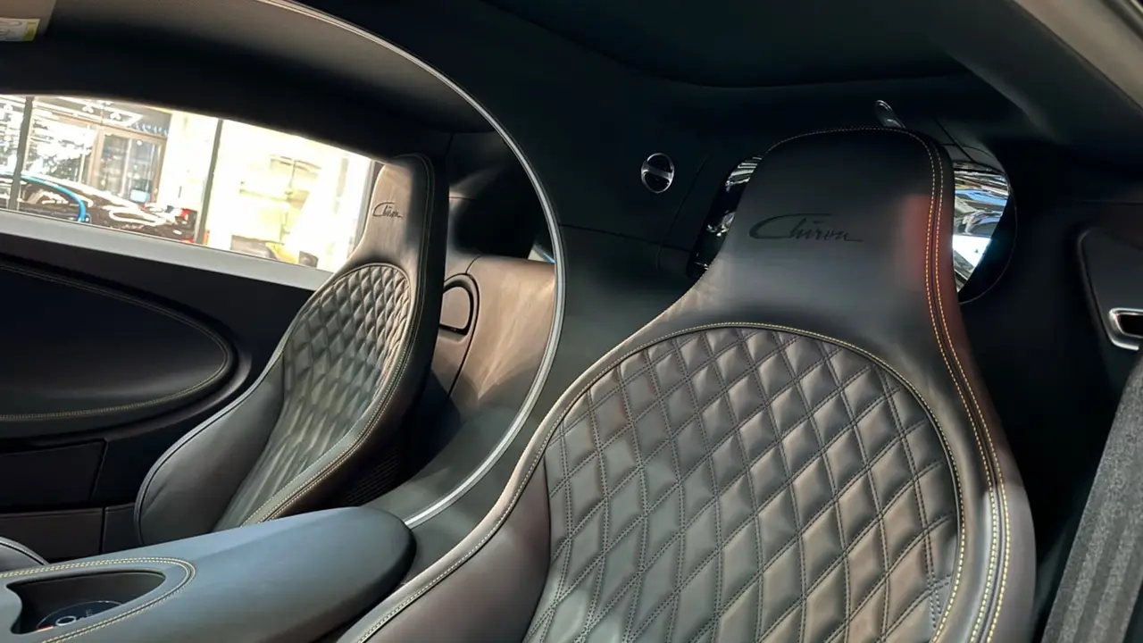 Bugatti Chiron 110 Ani 2019, interior — Barcelona Luxury Car Rental, Barcelona. The 2019 Bugatti Chiron 110 Ans is one of the rarest cars in the collection, built to…
