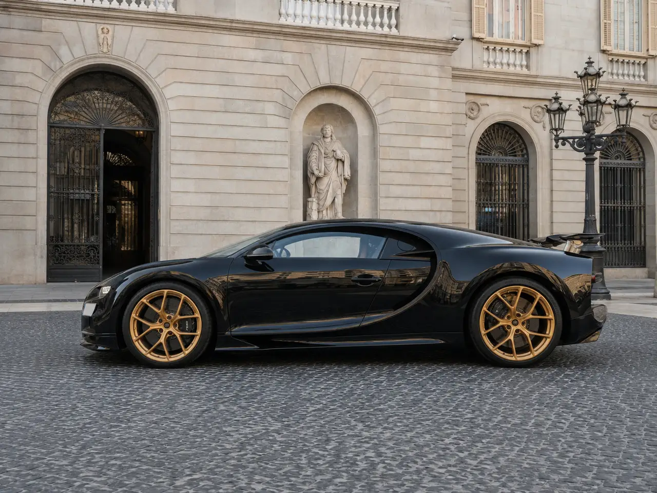 Bugatti Chiron 110 Ani 2019, exterior — Barcelona Luxury Car Rental, Barcelona. The 2019 Bugatti Chiron 110 Ans is one of the rarest cars in the collection, built to…