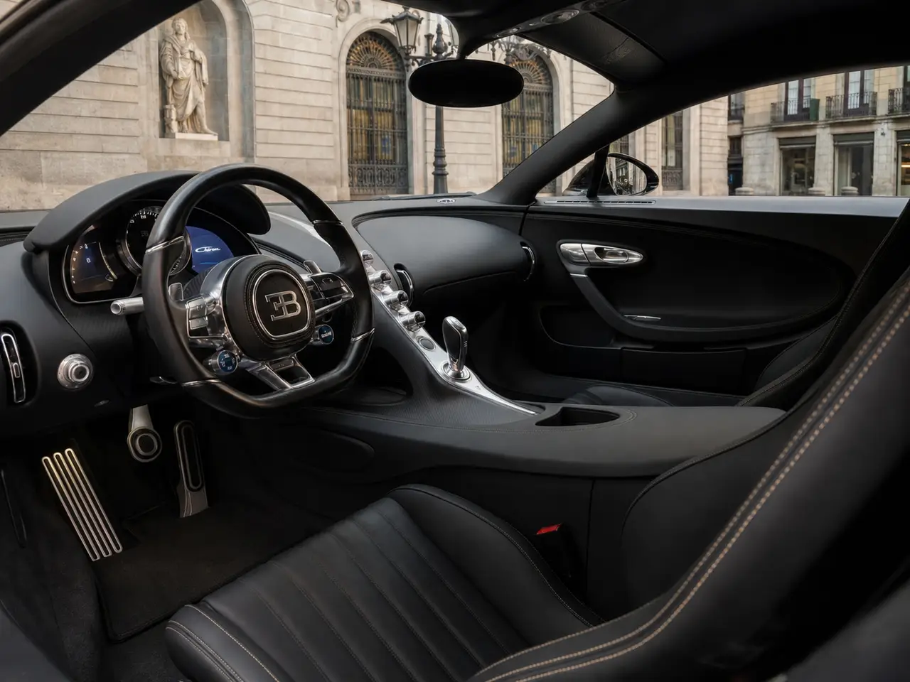 Bugatti Chiron 110 Ani 2019, interior — Barcelona Luxury Car Rental, Barcelona. The 2019 Bugatti Chiron 110 Ans is one of the rarest cars in the collection, built to…