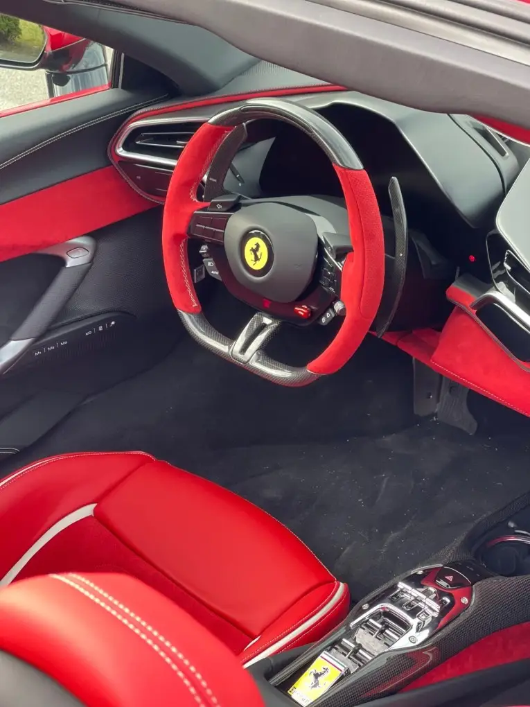 Ferrari 296 GTS Spider 2025, interior — Barcelona Luxury Car Rental, Barcelona. The 2025 Ferrari 296 GTS Spider arrives with 819 hp routed through a two-seat cockpit…