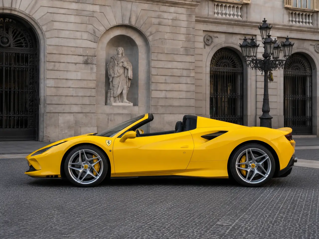Ferrari F8 SPIDER 2023, exterior — Barcelona Luxury Car Rental, Barcelona. The Ferrari F8 Spider pairs a 720 hp twin-turbo V8 with a retractable hard top, giving…