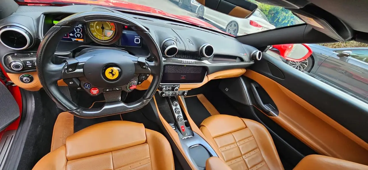 Ferrari Portofino M 2023, exterior — Barcelona Luxury Car Rental, Barcelona. The Ferrari Portofino M carries 620 hp inside a genuine four-seat convertible cabin, a…