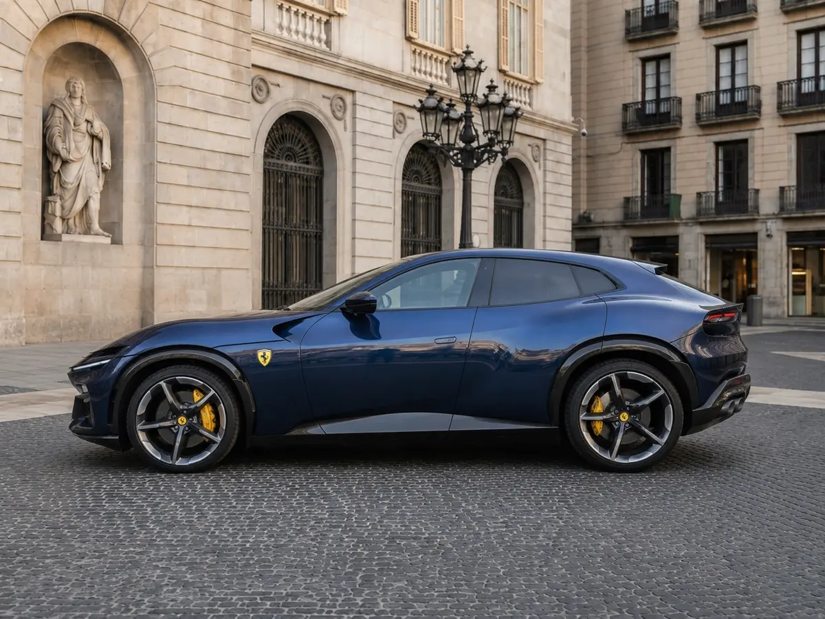 Ferrari Purosangue 2024, front view — Barcelona Luxury Car Rental, Barcelona. The Ferrari Purosangue occupies a category of its own within the marque's line-up: five…
