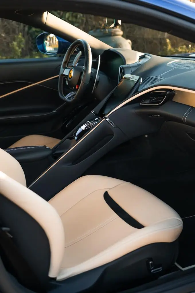 Ferrari Roma 2025, exterior — Barcelona Luxury Car Rental, Barcelona. The Ferrari Roma sits apart from the marque's mid-engined coupés: a front-engined 2+2…