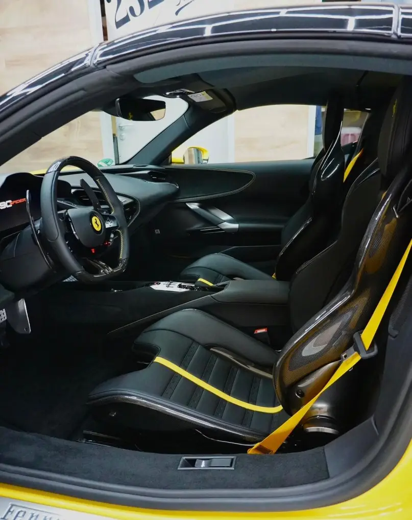 Ferrari SF90 Spider 2024, exterior — Barcelona Luxury Car Rental, Barcelona. The Ferrari SF90 Spider sits at the top of the marque's current range, pairing a…