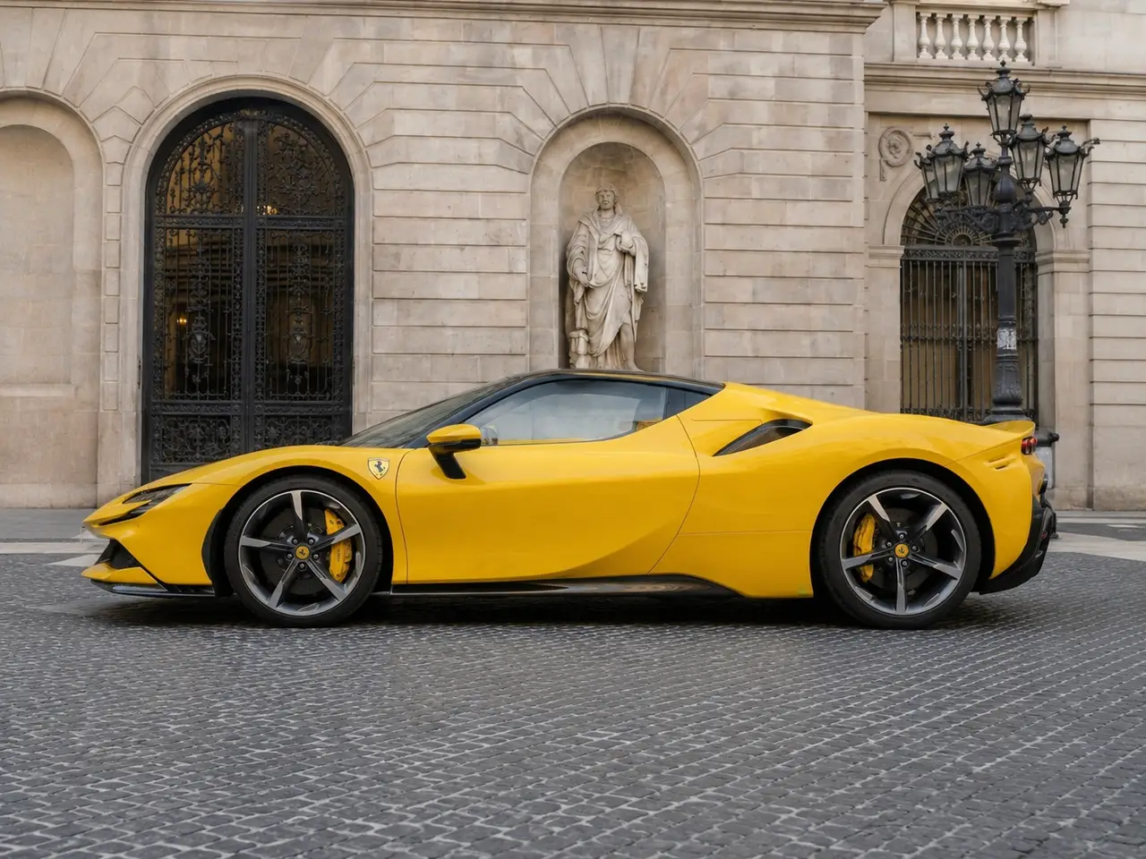 Ferrari SF90 Spider 2024, exterior — Barcelona Luxury Car Rental, Barcelona. The Ferrari SF90 Spider sits at the top of the marque's current range, pairing a…