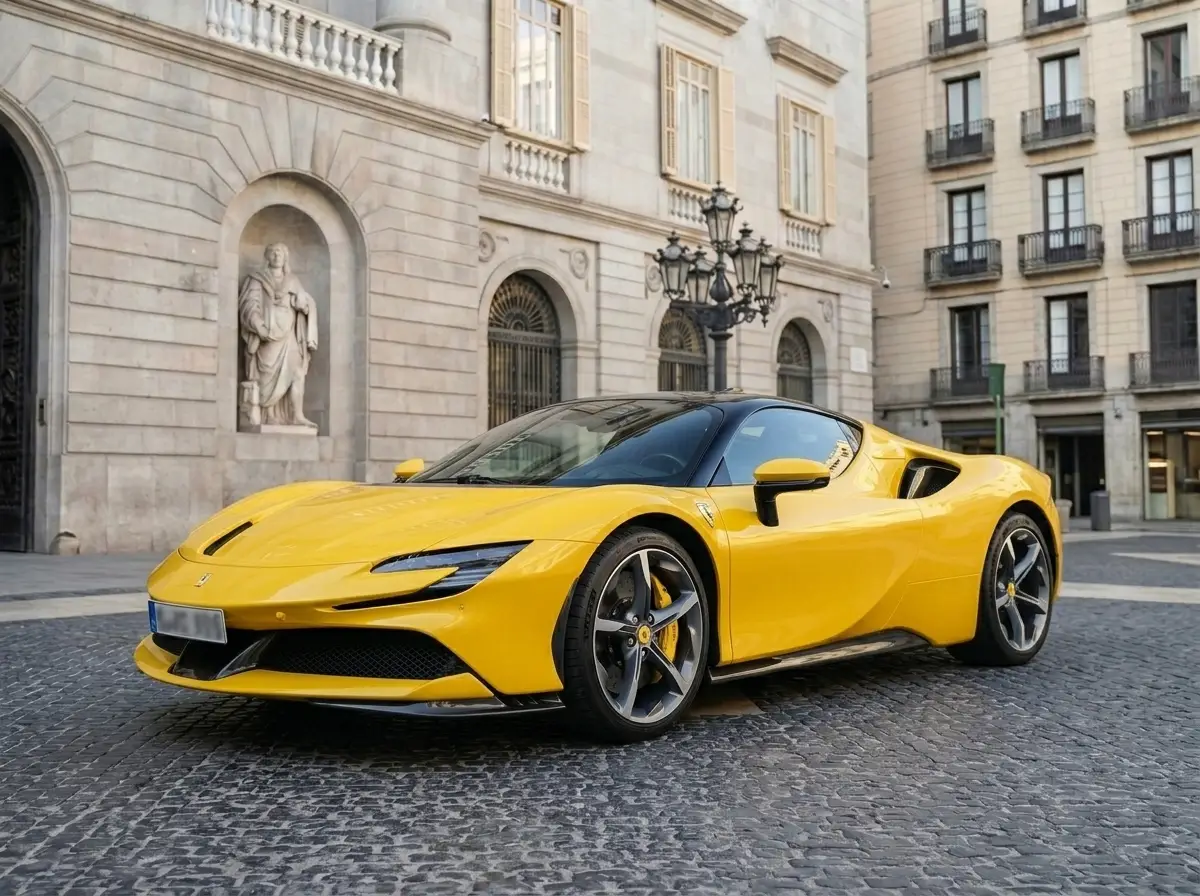 Ferrari SF90 Spider 2024 — Barcelona Luxury Car Rental, Barcelona. The Ferrari SF90 Spider sits at the top of the marque's current range, pairing a…