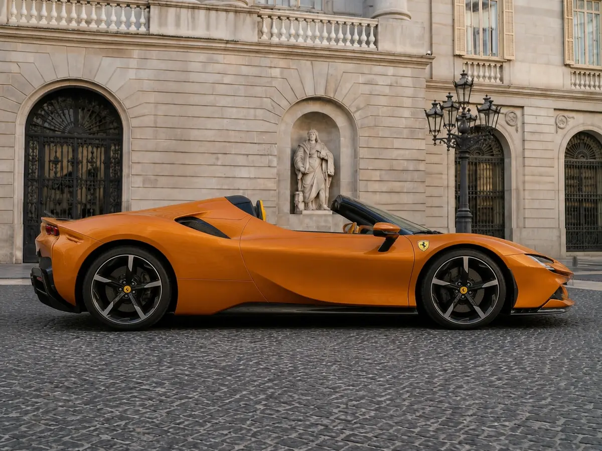 Ferrari SF90 Spider Tailor Made 2025, front view — Barcelona Luxury Car Rental, Barcelona. The Ferrari SF90 Spider Tailor Made is the most powerful car in this fleet, combining a…