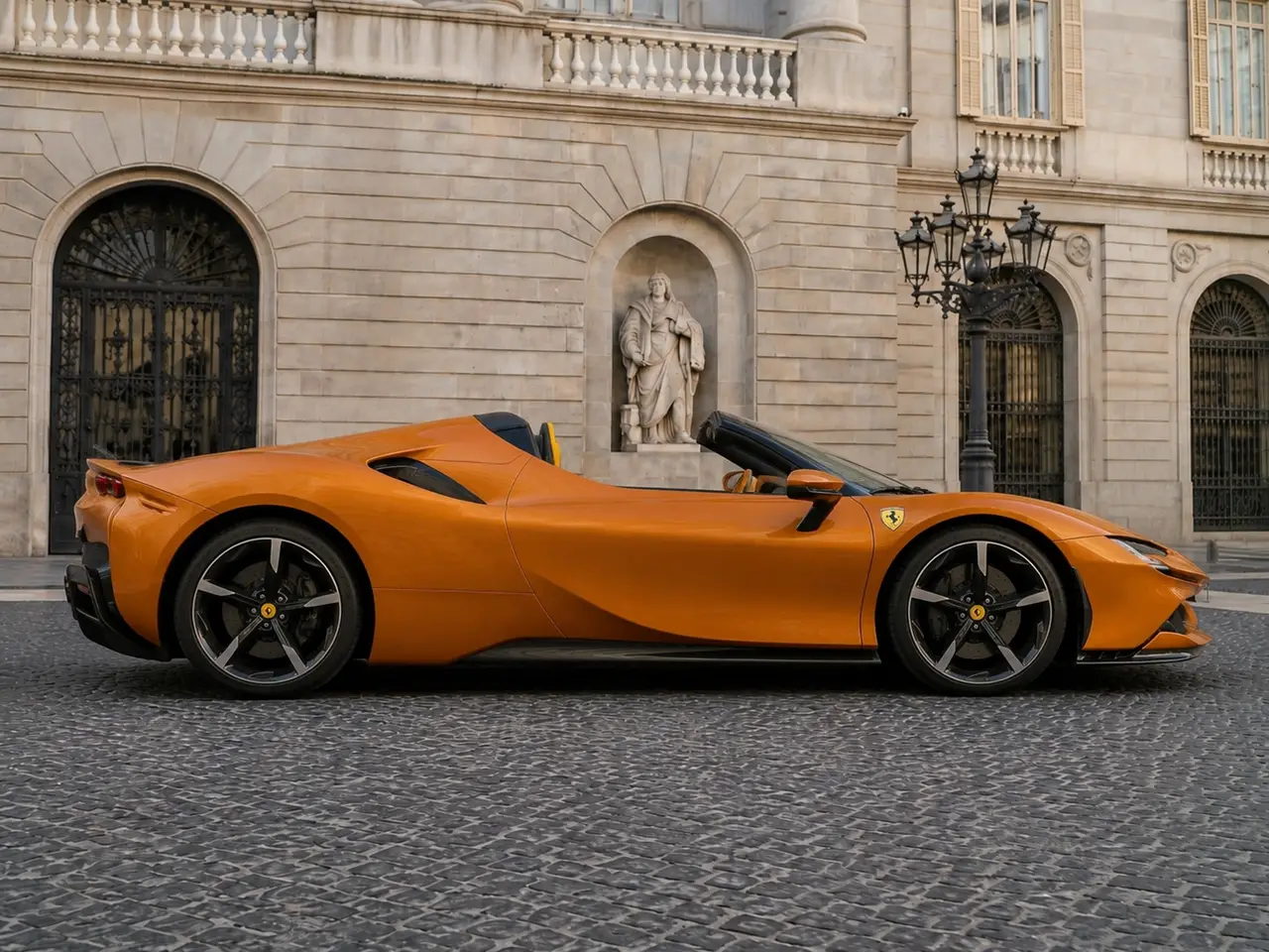 Ferrari SF90 Spider Tailor Made 2025, front view — Barcelona Luxury Car Rental, Barcelona. The Ferrari SF90 Spider Tailor Made is the most powerful car in this fleet, combining a…