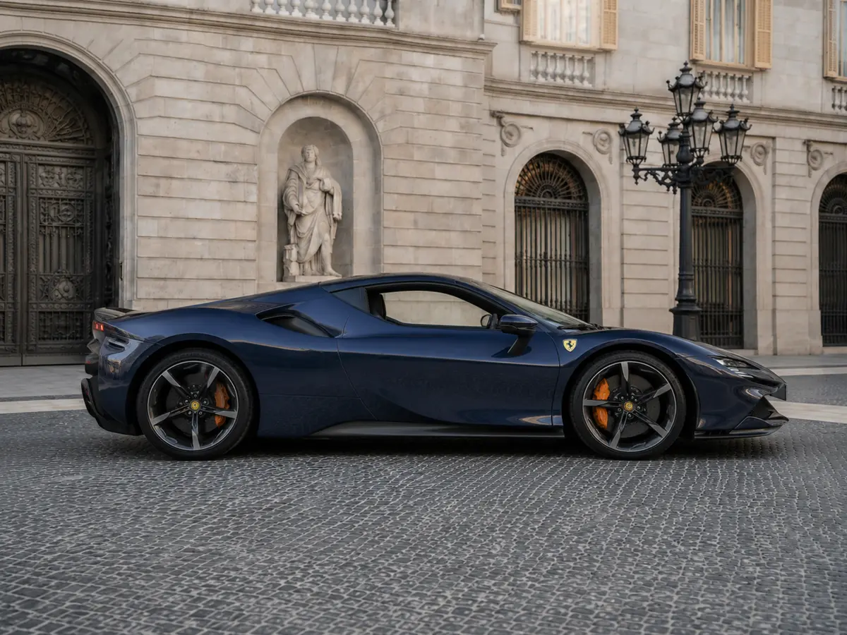 Ferrari SF90 Stradale 2025, front view — Barcelona Luxury Car Rental, Barcelona. The Ferrari SF90 Stradale sits at the top of the marque's current range, pairing a…
