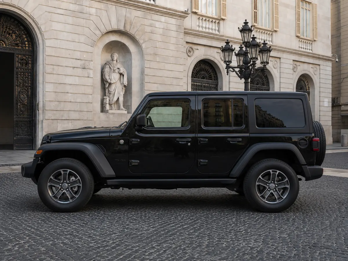 Jeep Wrangler 2025, exterior — Barcelona Luxury Car Rental, Barcelona. The 2025 Jeep Wrangler brings a different character to the fleet than the…
