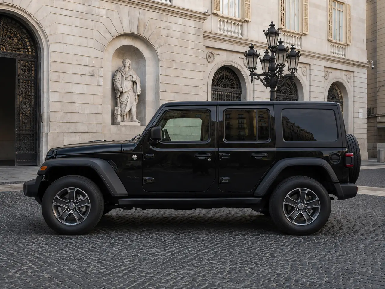 Jeep Wrangler 2025, exterior — Barcelona Luxury Car Rental, Barcelona. The 2025 Jeep Wrangler brings a different character to the fleet than the…