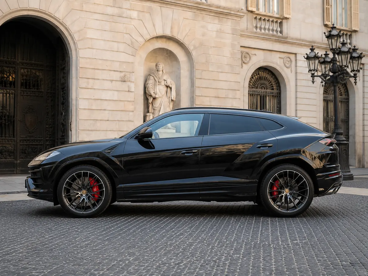 Lamborghini Urus S 2023, exterior — Barcelona Luxury Car Rental, Barcelona. The Lamborghini Urus S carries 657 hp inside a five-seat SUV body, a combination that…