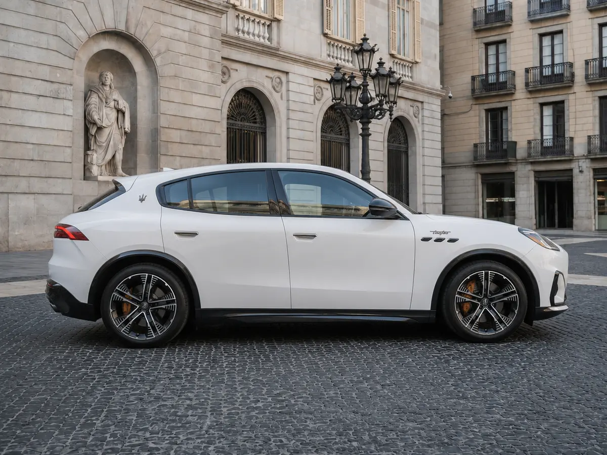 Maserati Grecale GT 2025, front view — Barcelona Luxury Car Rental, Barcelona. The Maserati Grecale GT sits in a useful middle ground for Barcelona driving: a five-seat…