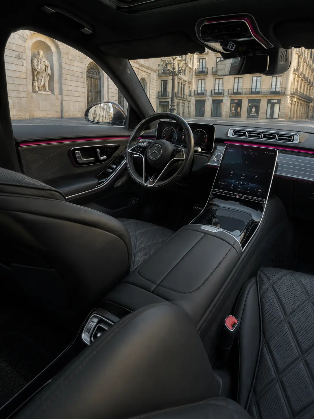 Maybach S580 2023, interior — Barcelona Luxury Car Rental, Barcelona. The 2023 Maybach S580 is not built to be driven hard; it is built to arrive well. Its 503…