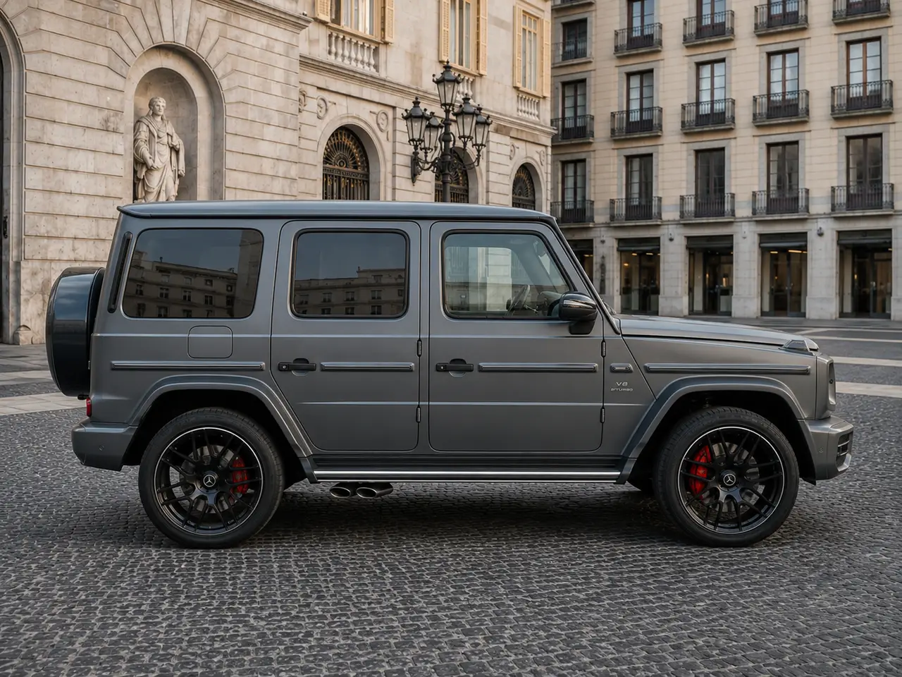 Mercedes Benz G63 2023, exterior — Barcelona Luxury Car Rental, Barcelona. The Mercedes Benz G63 keeps its silhouette almost unchanged from the original G-Wagen,…