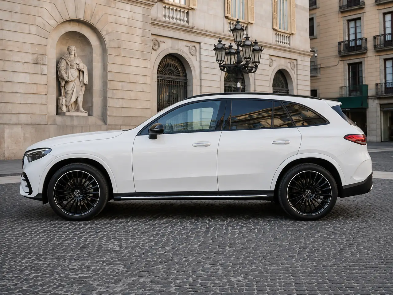 Mercedes Benz GLC 2025, exterior — Barcelona Luxury Car Rental, Barcelona. The 2025 Mercedes Benz GLC sits in the fleet as the practical mid-size SUV: 258 hp, five…