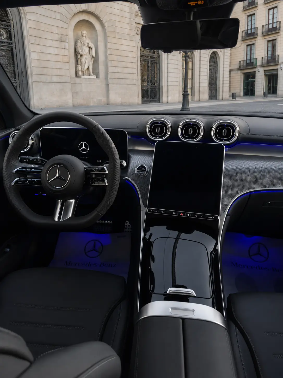 Mercedes Benz GLC 2025, interior — Barcelona Luxury Car Rental, Barcelona. The 2025 Mercedes Benz GLC sits in the fleet as the practical mid-size SUV: 258 hp, five…