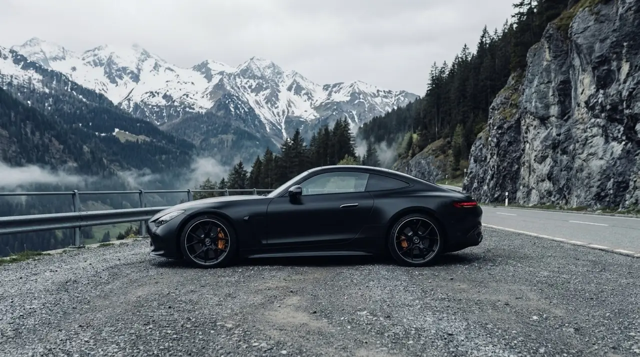 Mercedes Benz GT63 AMG Coupe 2024, exterior — Barcelona Luxury Car Rental, Barcelona. The Mercedes Benz GT63 AMG Coupe pairs a 577 hp AMG drivetrain with a long, low bonnet…