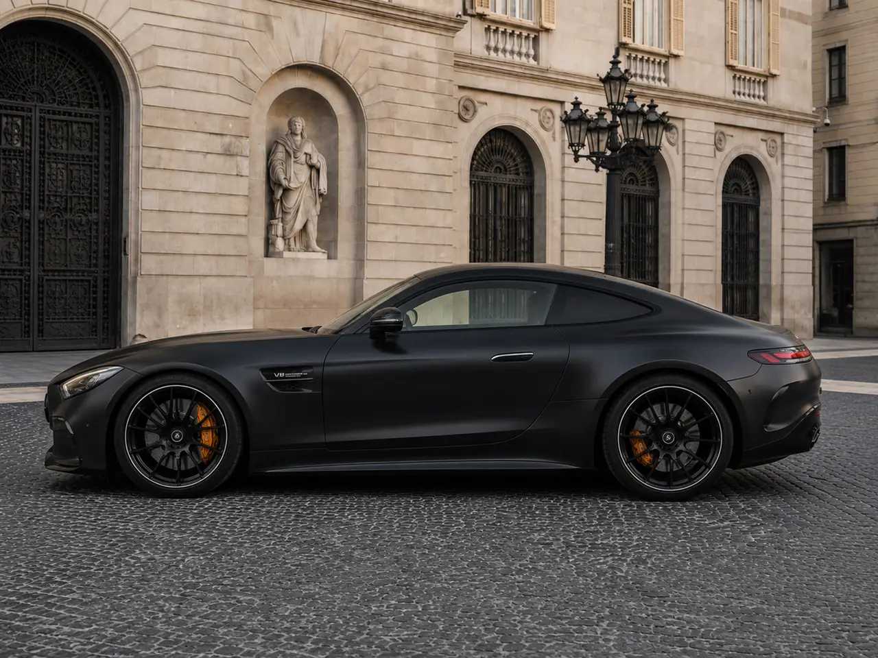 Mercedes Benz GT63 AMG Coupe 2024, exterior — Barcelona Luxury Car Rental, Barcelona. The Mercedes Benz GT63 AMG Coupe pairs a 577 hp AMG drivetrain with a long, low bonnet…