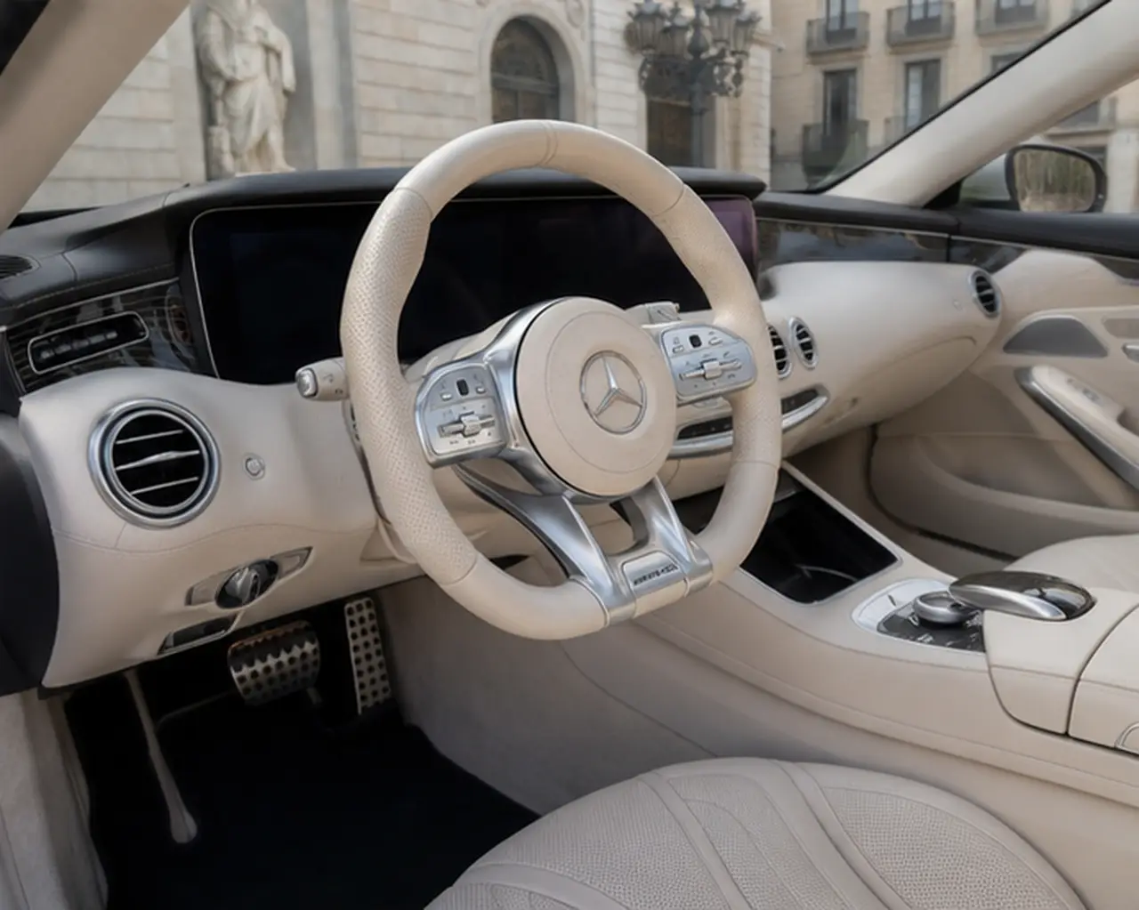 Mercedes Benz S560 Cabrio 2021, interior — Barcelona Luxury Car Rental, Barcelona. The 2021 Mercedes Benz S560 Cabrio brings the composure of Mercedes' flagship saloon to…