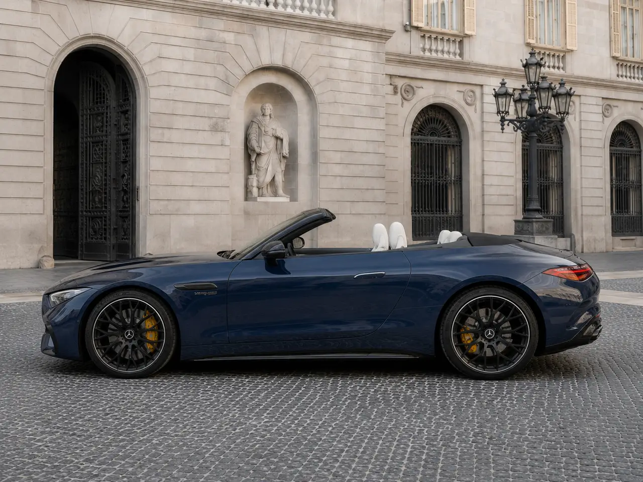 Mercedes Benz SL 63 AMG 2025, exterior — Barcelona Luxury Car Rental, Barcelona. The 2025 Mercedes Benz SL 63 AMG carries 585 hp through a chassis tuned for confident,…