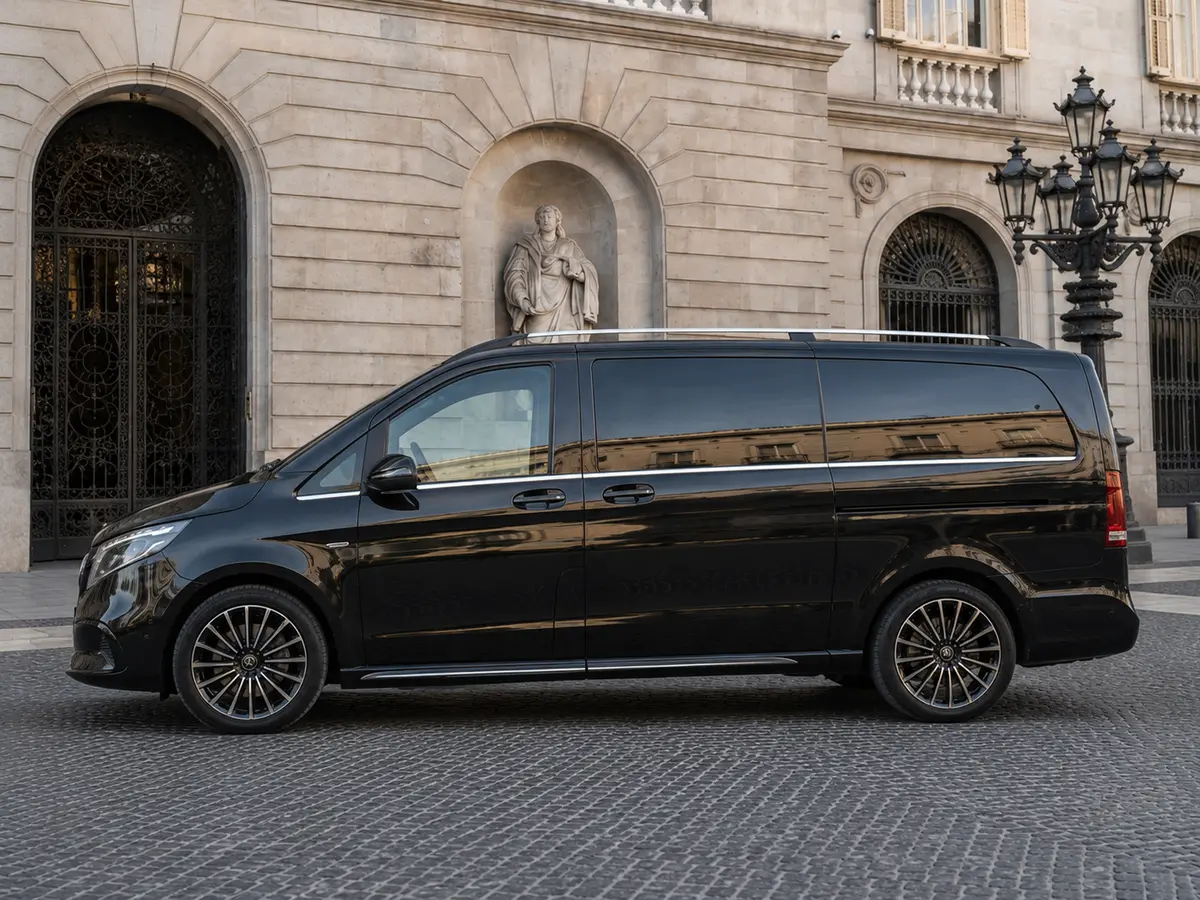 Mercedes Benz V300 4x4 XL Exclusive 7 seats 2025, exterior — Barcelona Luxury Car Rental, Barcelona. The Mercedes-Benz V300 4x4 XL Exclusive is built around one core idea: keeping a full…