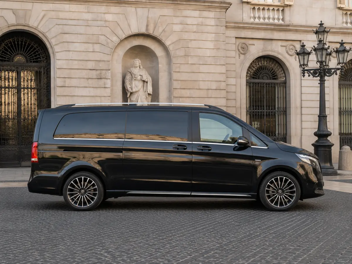 Mercedes Benz V300 4x4 XL Exclusive 7 seats 2025, front view — Barcelona Luxury Car Rental, Barcelona. The Mercedes-Benz V300 4x4 XL Exclusive is built around one core idea: keeping a full…
