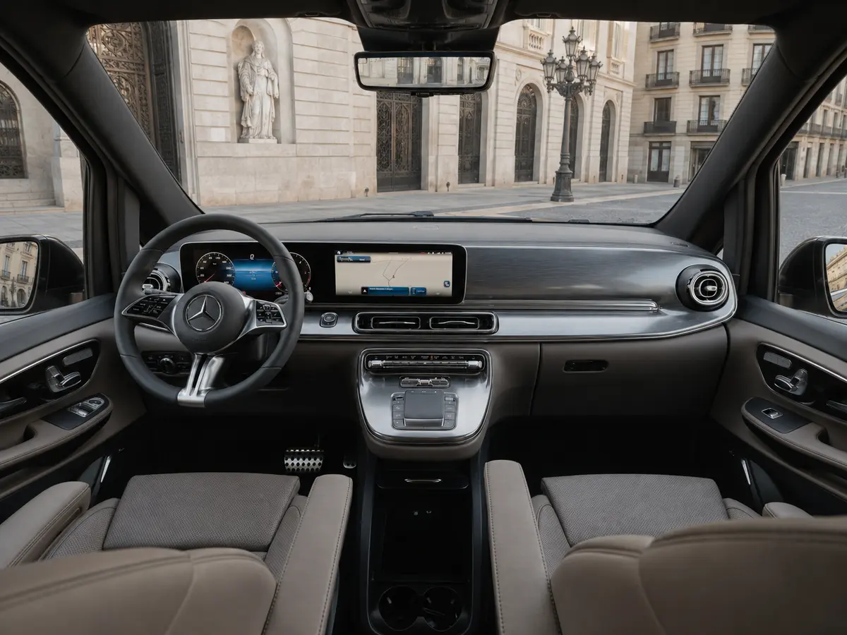 Mercedes Benz V300 4x4 XL Exclusive 7 seats 2025, interior — Barcelona Luxury Car Rental, Barcelona. The Mercedes-Benz V300 4x4 XL Exclusive is built around one core idea: keeping a full…