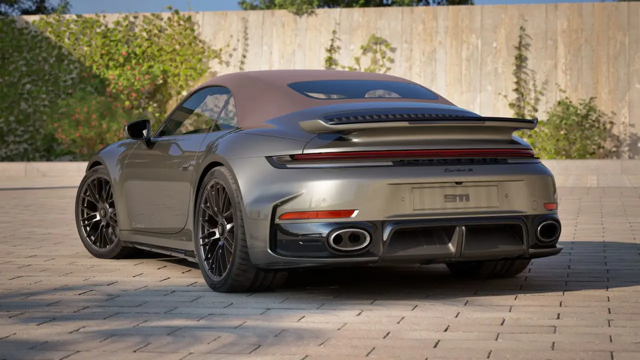 Porsche 911 992 Carrera Turbo S Cabrio 2026, exterior — Barcelona Luxury Car Rental, Barcelona. The 2026 Porsche 911 992 Carrera Turbo S Cabrio pairs 650 hp with the folding roof that…