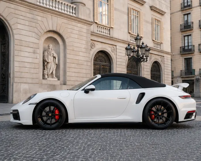 Porsche 911 Carrera S Cabrio (992) 2025, exterior — Barcelona Luxury Car Rental, Barcelona. The 2025 Porsche 911 Carrera S Cabrio (992) is the kind of car that rewards a confident…
