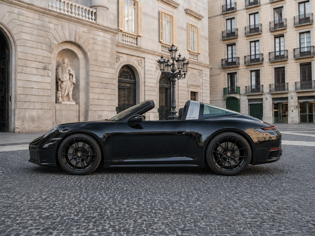 Porsche 911 Targa 2025, exterior — Barcelona Luxury Car Rental, Barcelona. The 2025 Porsche 911 Targa carries its 541 hp with the kind of composure that rewards a…
