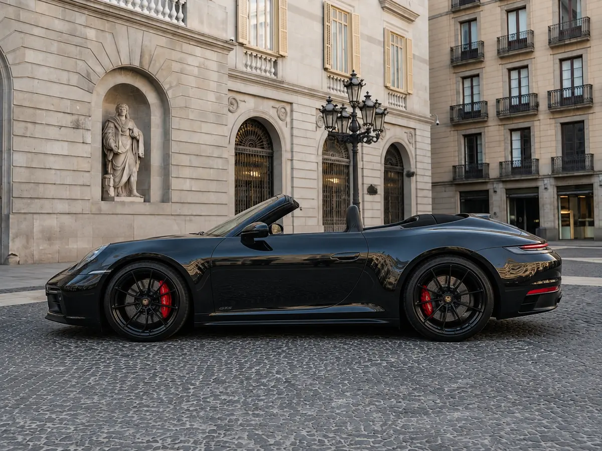 Porsche 992 Carrera 4 GTS Cabrio 2024, exterior — Barcelona Luxury Car Rental, Barcelona. The 992-generation Carrera 4 GTS Cabrio sits at the point where Porsche's engineering…