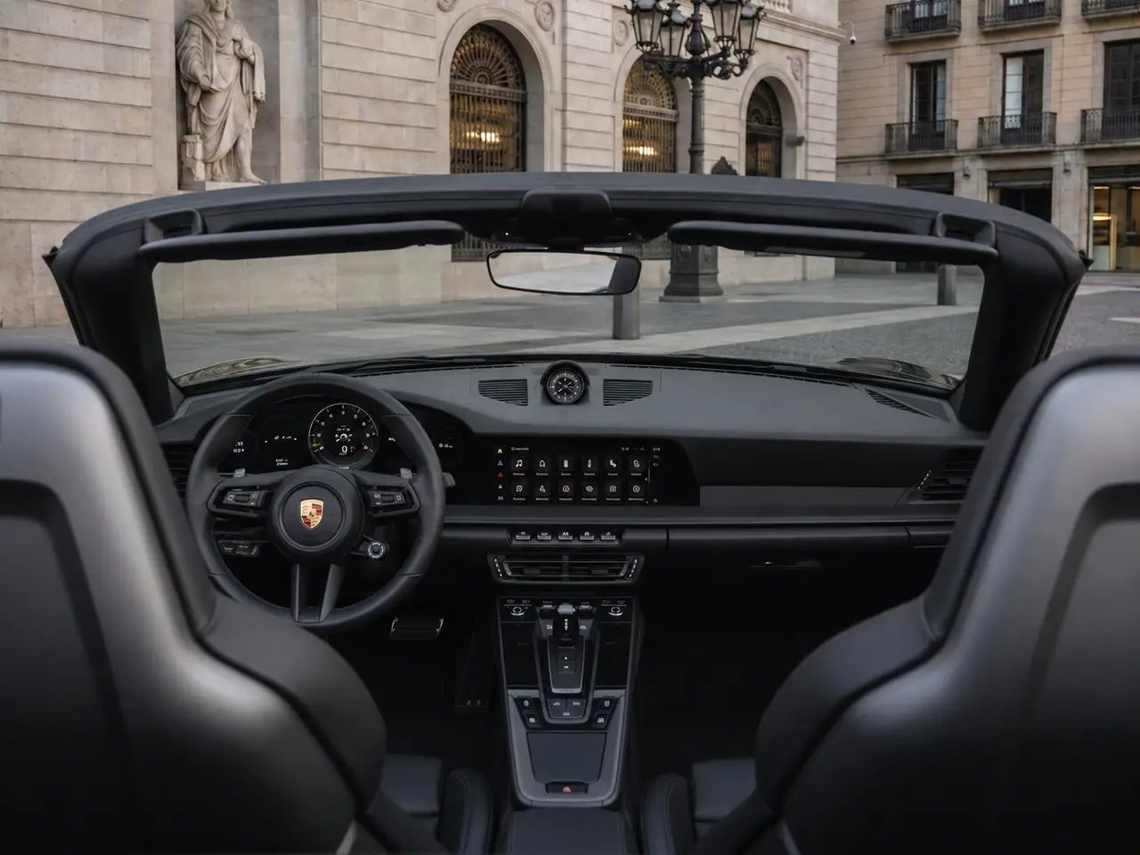 Porsche 992 Carrera 4 GTS Cabrio 2024, interior — Barcelona Luxury Car Rental, Barcelona. The 992-generation Carrera 4 GTS Cabrio sits at the point where Porsche's engineering…