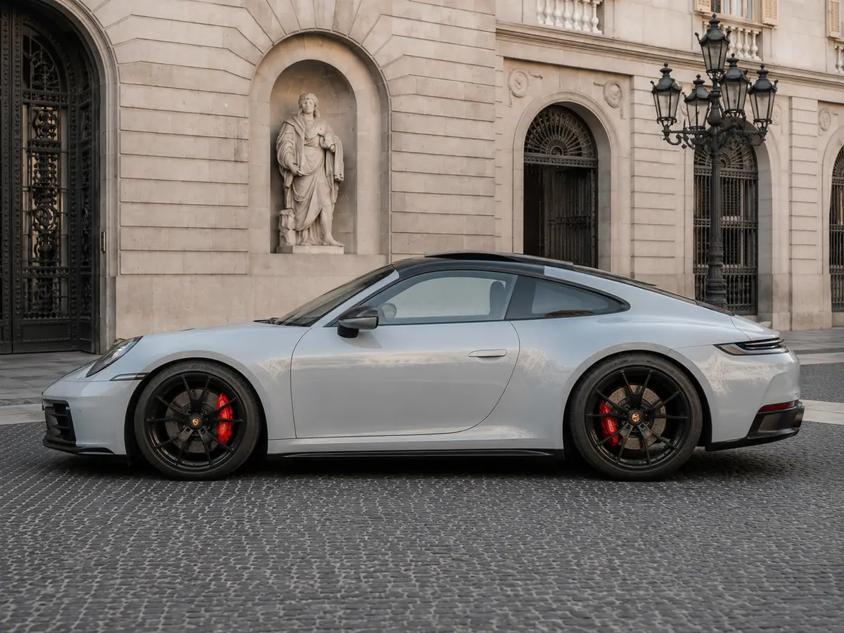 Porsche Carrera Spyder 992,2 GTS 2025, exterior — Barcelona Luxury Car Rental, Barcelona. The Porsche Carrera Spyder 992.2 GTS pairs a 541 hp flat-six with a chassis tuned for…