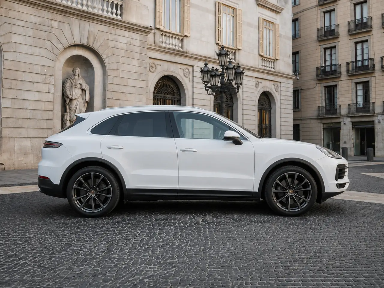 Porsche Cayenne 2025, front view — Barcelona Luxury Car Rental, Barcelona. The 2025 Porsche Cayenne pairs a 353 hp drivetrain with the composed, planted handling…