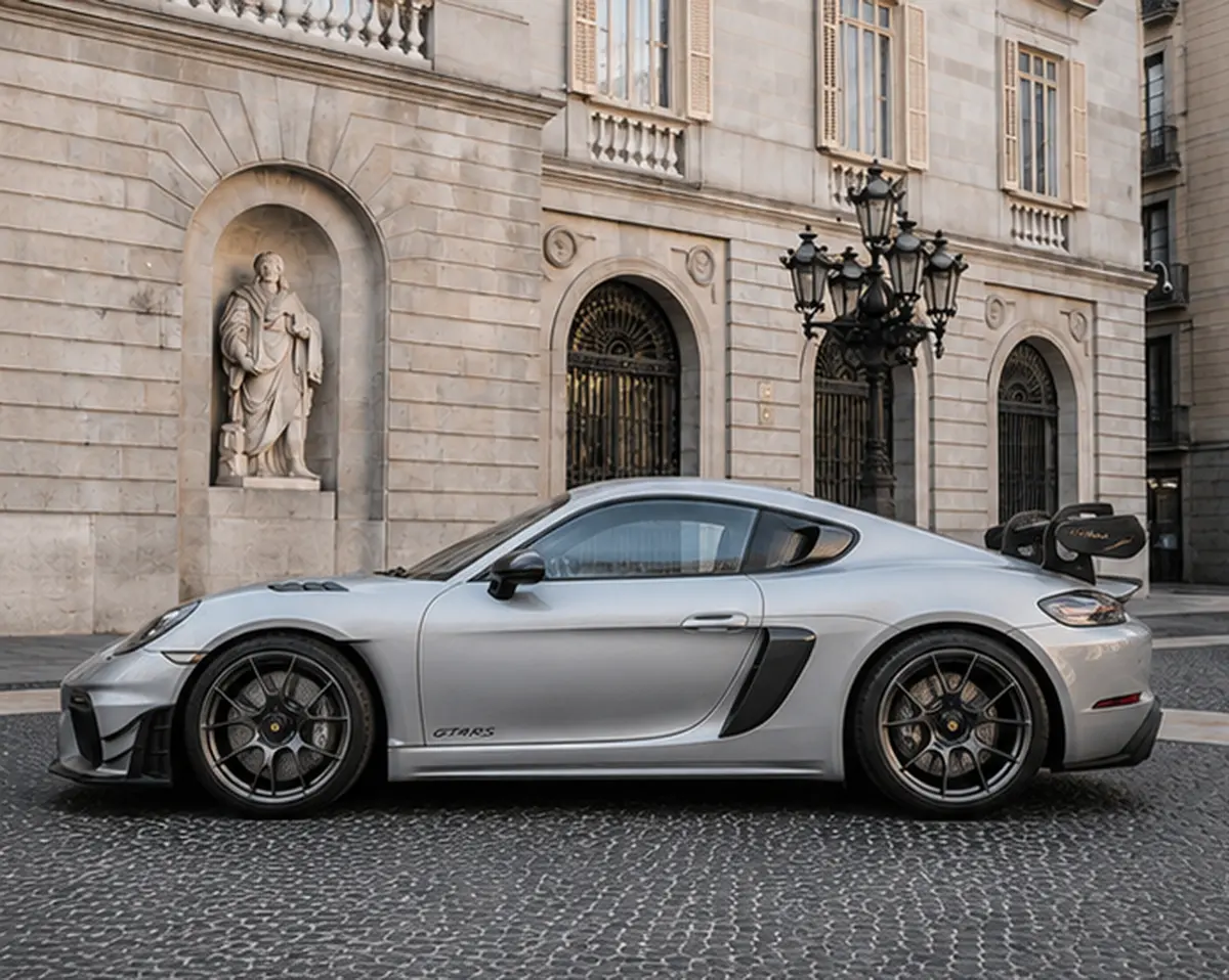 Porsche GT4 RS 2024, exterior — Barcelona Luxury Car Rental, Barcelona. The 2024 Porsche GT4 RS is built around one idea: a naturally aspirated engine and a…