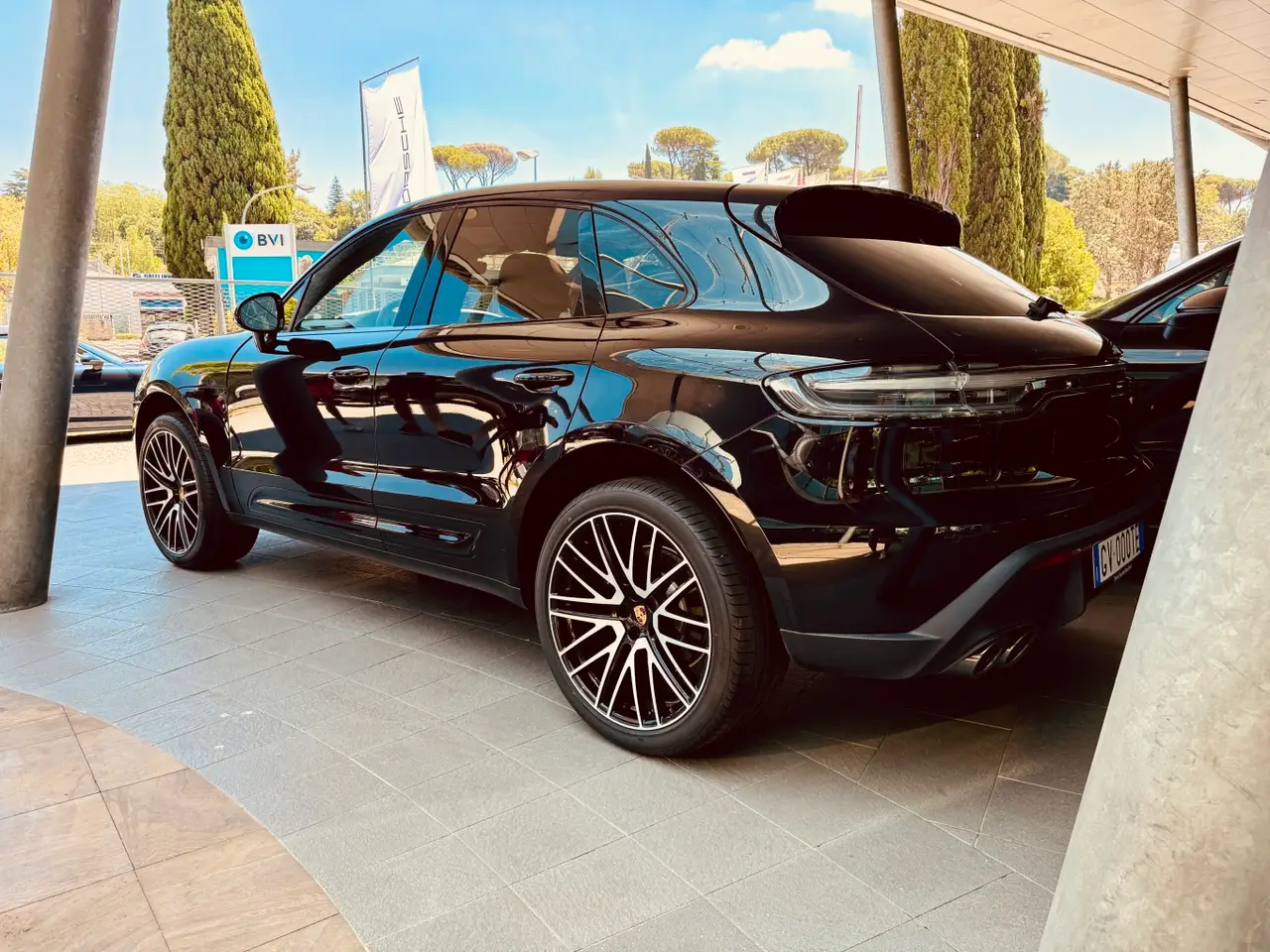 Porsche Macan 2024, rear view — Barcelona Luxury Car Rental, Barcelona. The 2024 Porsche Macan brings a sensible kind of confidence to daily driving: 265 hp…