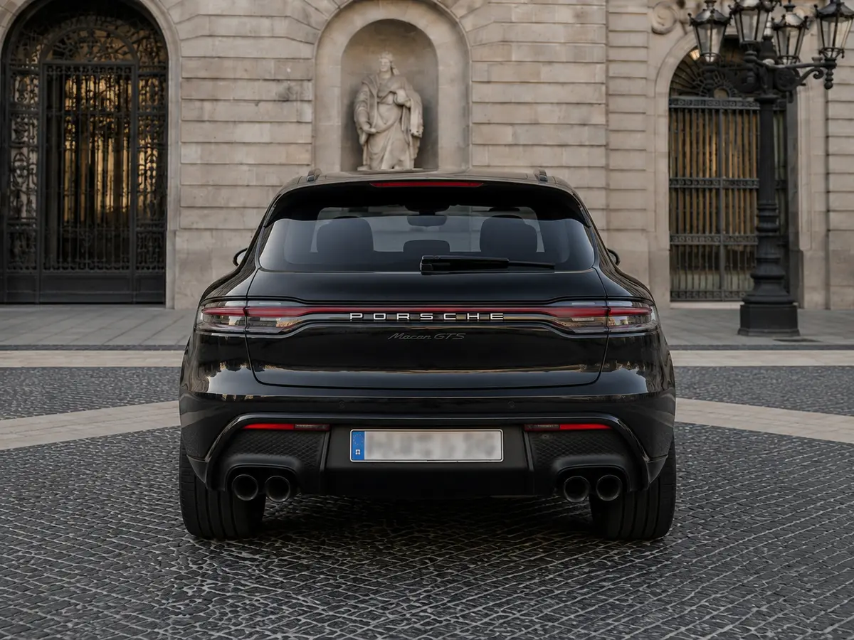 Porsche Macan GTS 2024, rear view — Barcelona Luxury Car Rental, Barcelona. The Porsche Macan GTS pairs 440 hp with the practicality of five seats, giving it a…